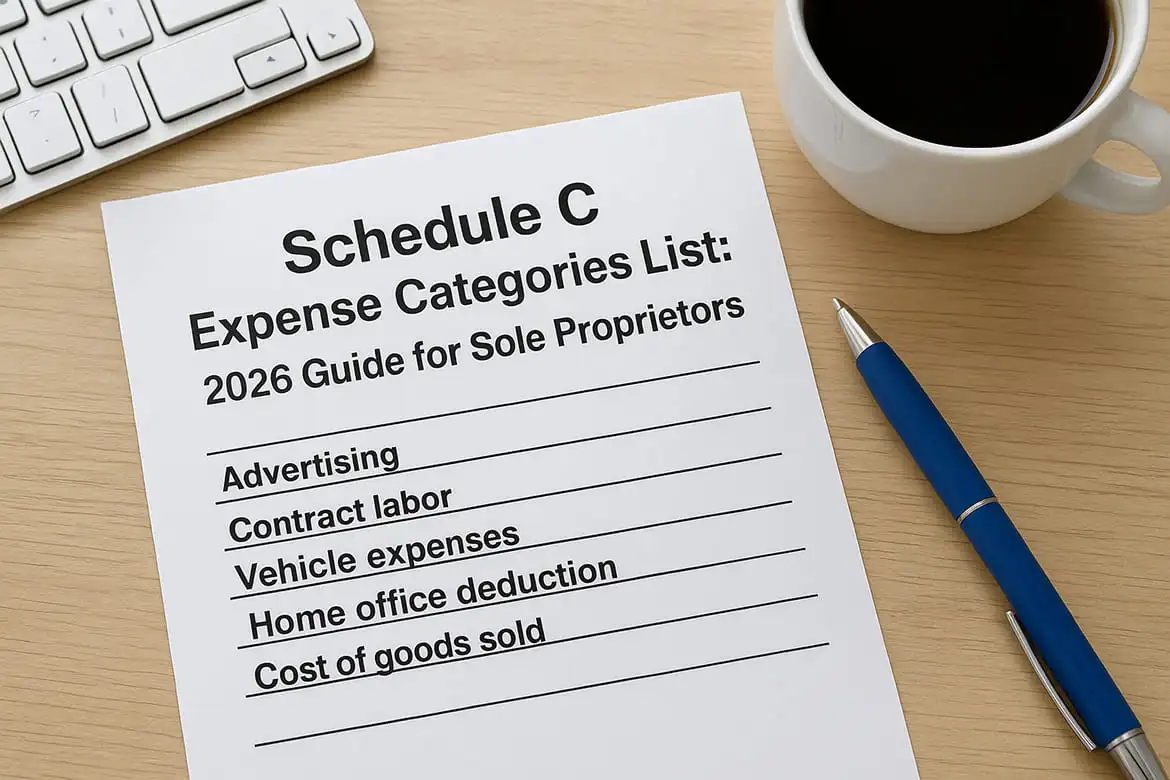 Schedule C Expense Categories List